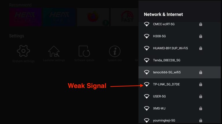 vseebox wifi network weak signal