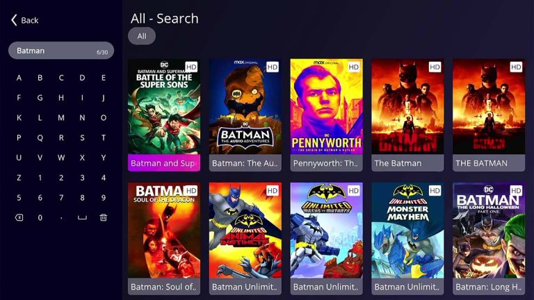 Heat VOD Ultra: Search "Batman" Result